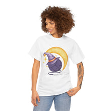 Load image into Gallery viewer, Witch Knots Moon T‑Shirt — Cute Yarn Ball and Witch Hat Illustration Tee