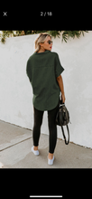 Load image into Gallery viewer, Dark Green Top-Short Sleeved Top-Buttoned Shirt-Designer Women Top-Button Down Shirt-Womens Top-Casual Top-Minimalist Women Blouse-Modern