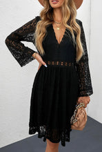 Load image into Gallery viewer, Black Lace V-Neck Mini Dress