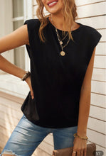 Load image into Gallery viewer, Boho style women’s minimalist muscle tank - white - black tank top for women - minimalist clothing for women - muscle t-shirts - basic tee