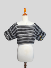 Load image into Gallery viewer, Grey and black crochet top
