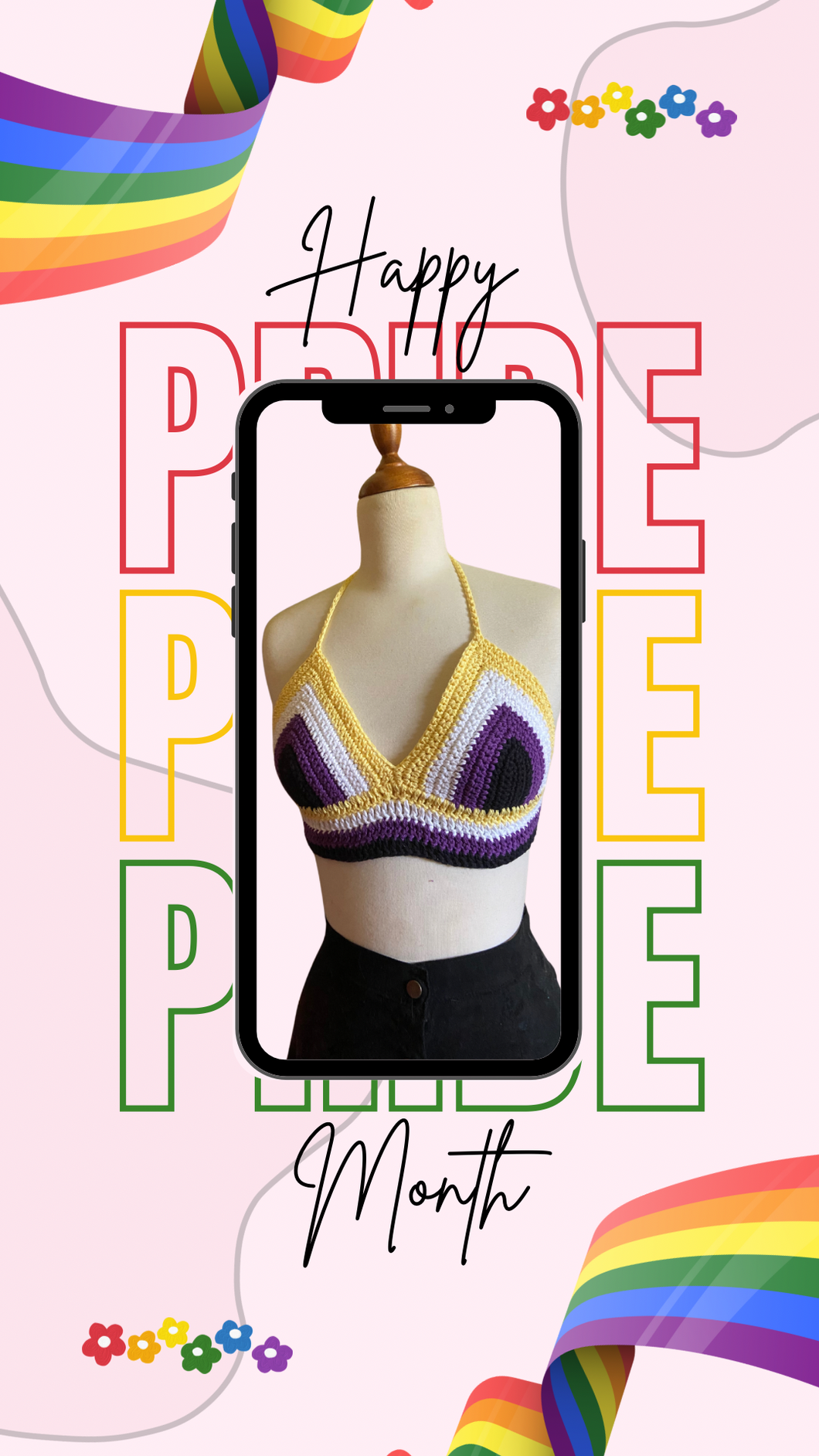 Pre-Order Nonbinary Pride Festival Bralette Top